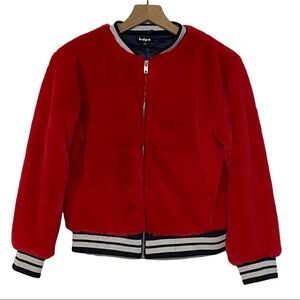 Kidpik Girls Youth‎ Faux Fur Full Zip Fall Winter Bomber Jacket SZ 16 in Red